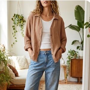 Organic Cotton Gauze Button Down